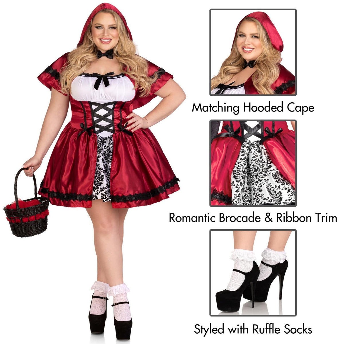 Gothic Red Riding Hood Costume - Women's Dark Fantasy Halloween Outfit