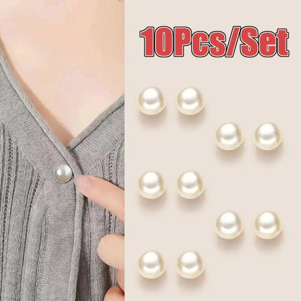 10pcs Pearl Button Pins ,DIY Decorative Safety Button Covers For Shoes, Hats, Bags, Shawls,Collar Needle Buckle Fixed Pin Brooch
