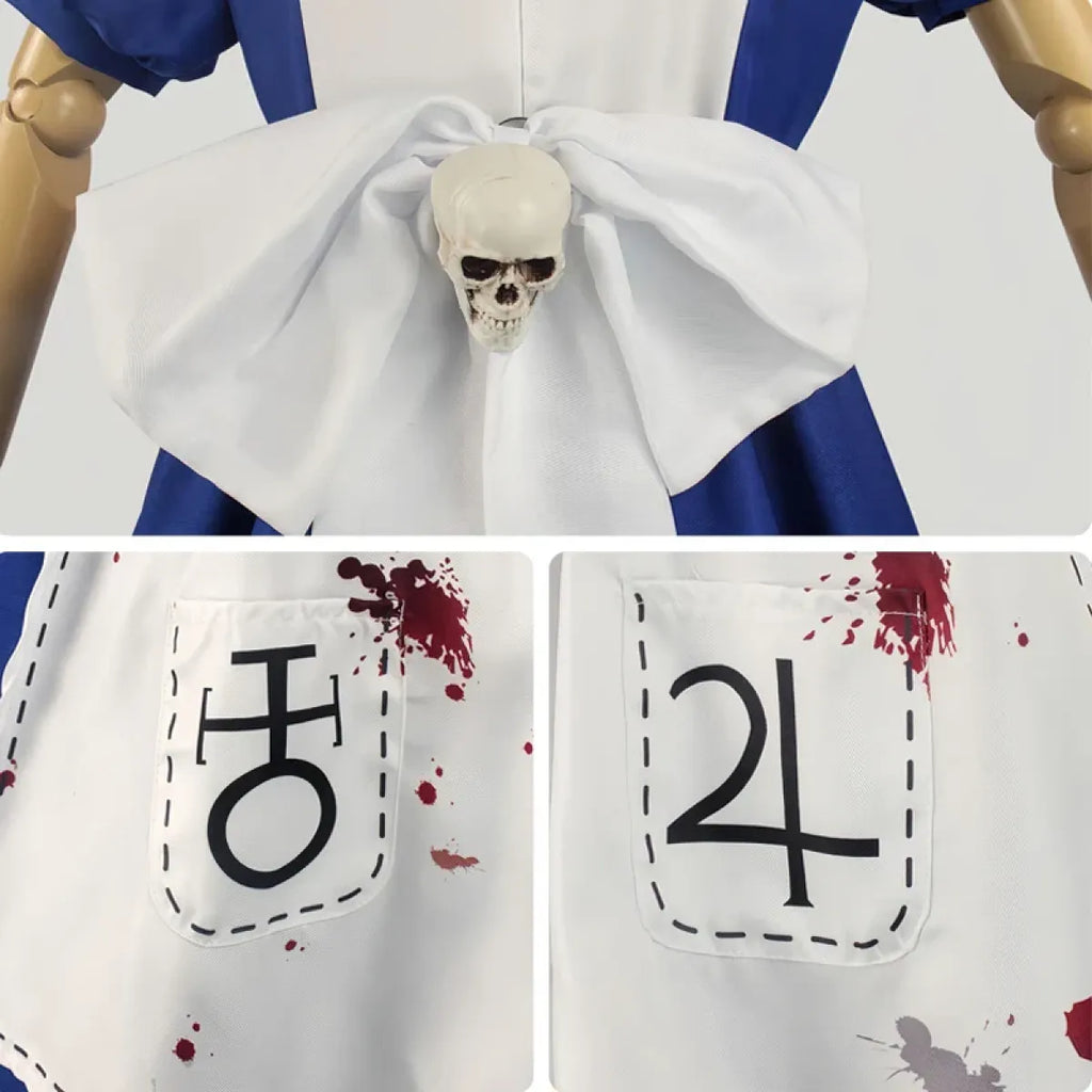 Madness Returns Alice Cosplay Costume Dress with Apron and Wig for Women