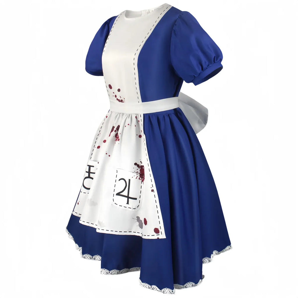 Madness Returns Alice Cosplay Costume Dress with Apron and Wig for Women