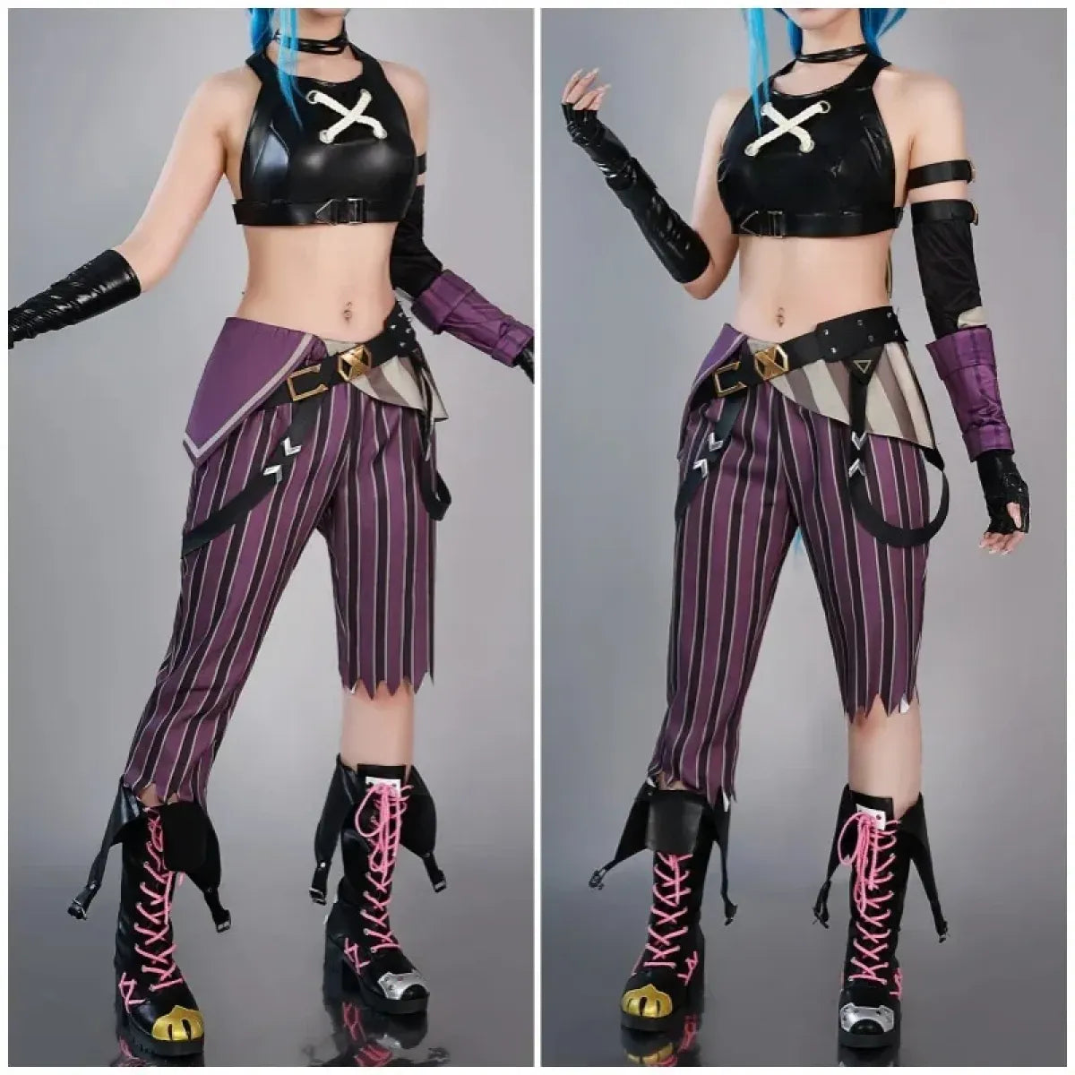 Arcane Jinx Cosplay Costume – LOL Season 2 Loli Outfit with Wig & Accessories