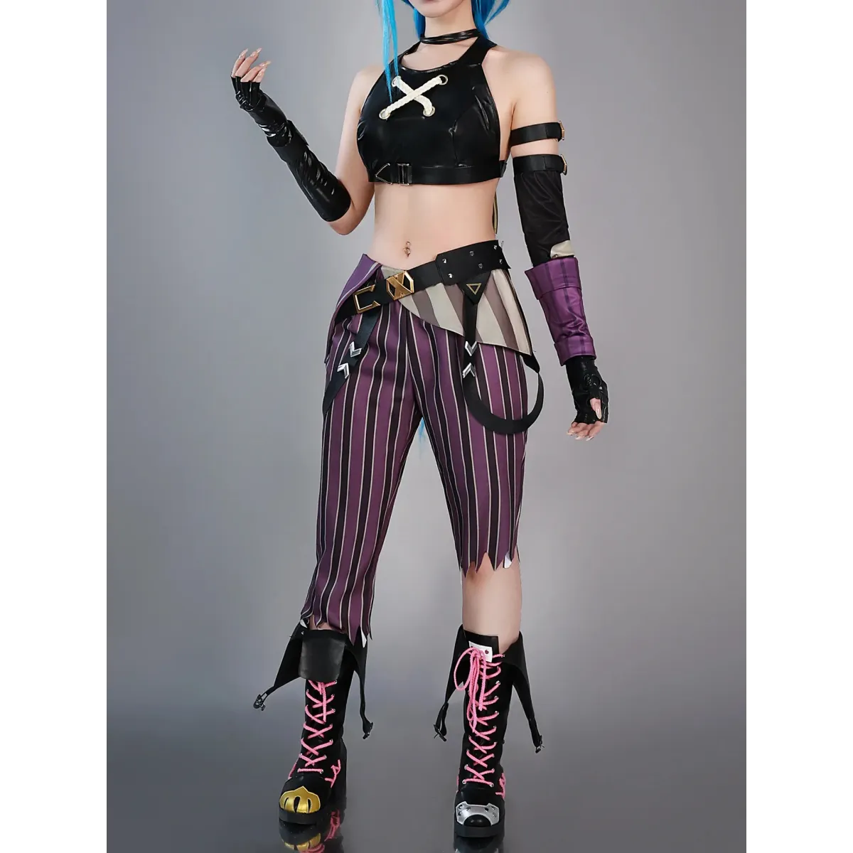 Arcane Jinx Cosplay Costume – LOL Season 2 Loli Outfit with Wig & Accessories