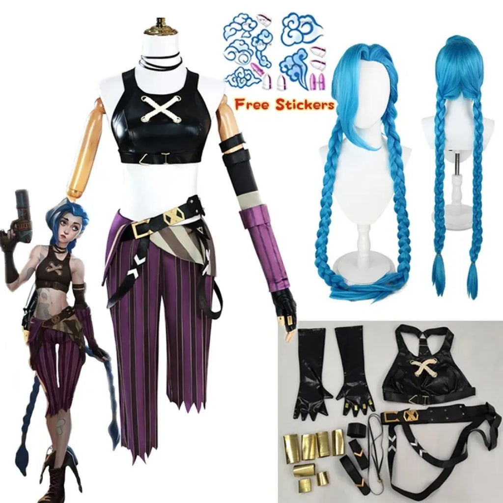 Arcane Jinx Cosplay Costume – LOL Season 2 Loli Outfit with Wig & Accessories
